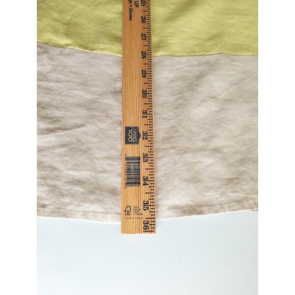 Yellow Beige Linen Short Sleeve Shift Mini Dress M Scandi Neutral Coastal NEW - Picture 9 of 10